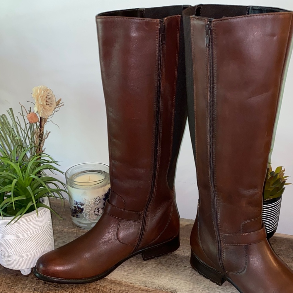 Clarks Plaza Pilot Tall Riding Boots Just Below the Knee Size 11 - Picture 7 of 16